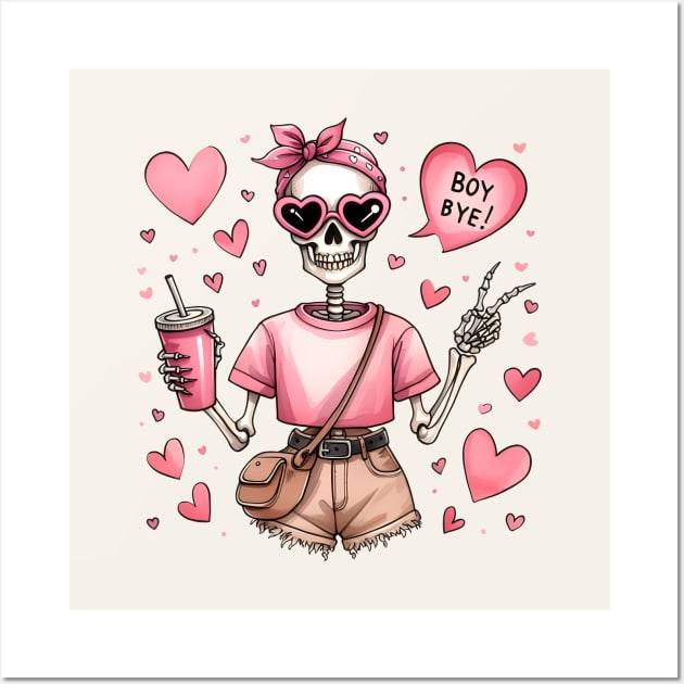 Boy Bye! Skeleton Anti Valentines Day Wall Art by Nessanya